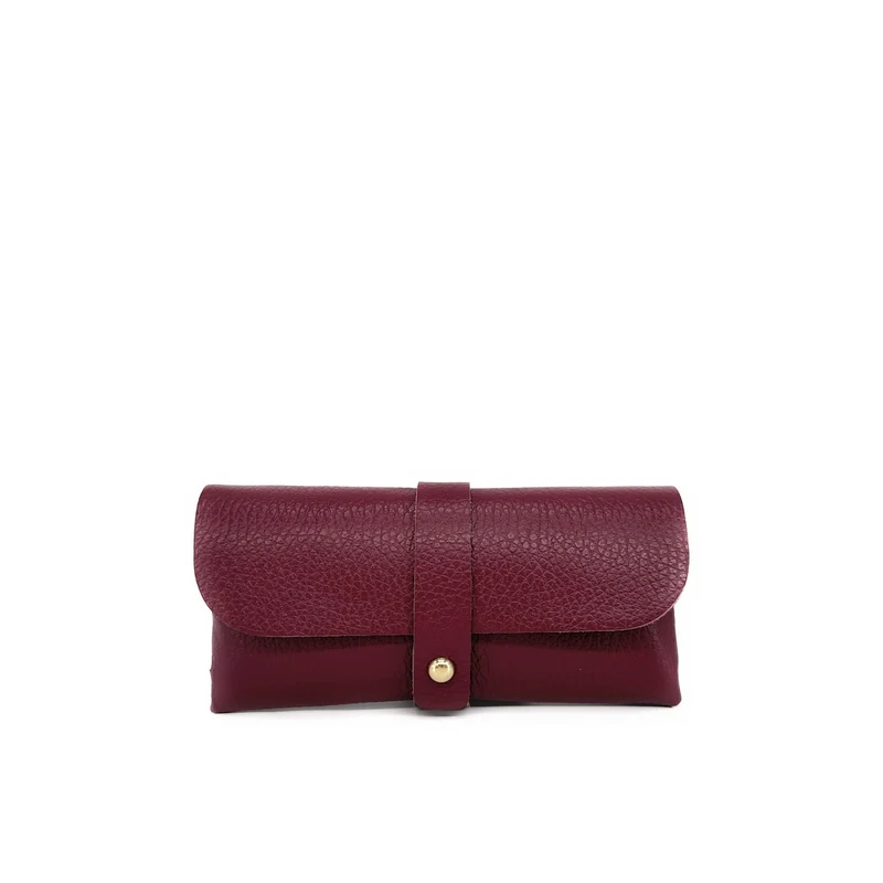 Etui à lunettes en cuir grainé LUMOS Bordeaux