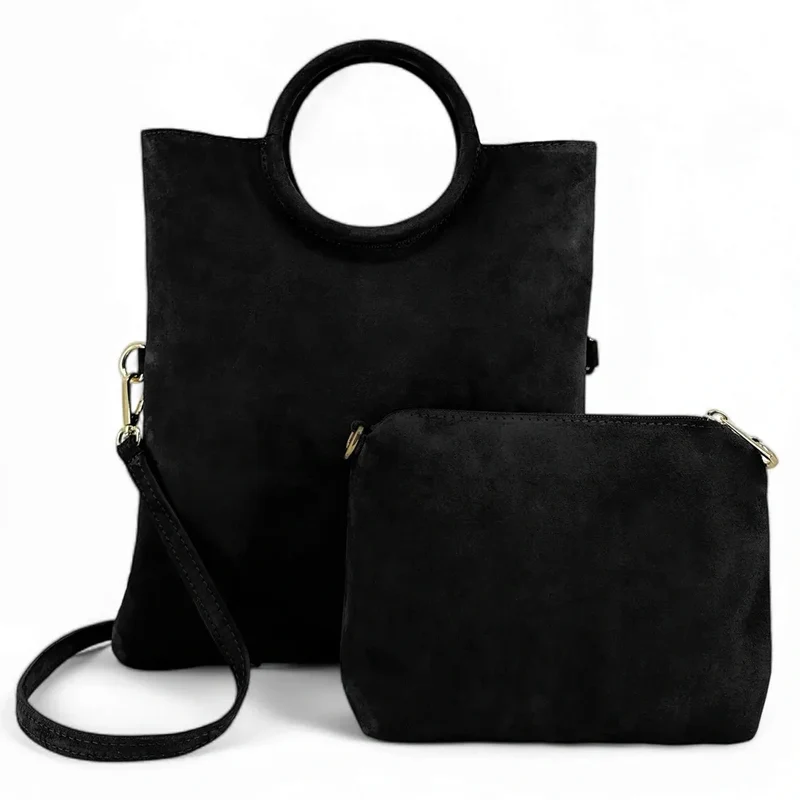 Sac à main en daim CHARLOTTE Noir