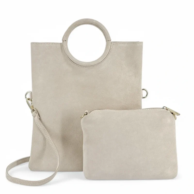 Sac à main en daim CHARLOTTE Beige crème