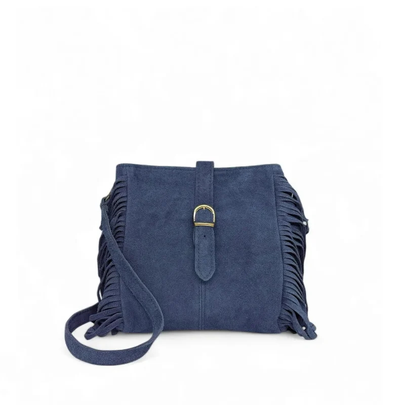 Sac bandoulière en daim CHEYENNE Bleu profond