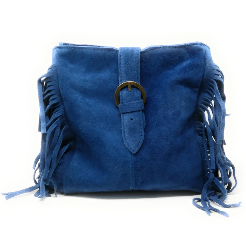 Sac bandoulière en daim CHEYENNE Bleu