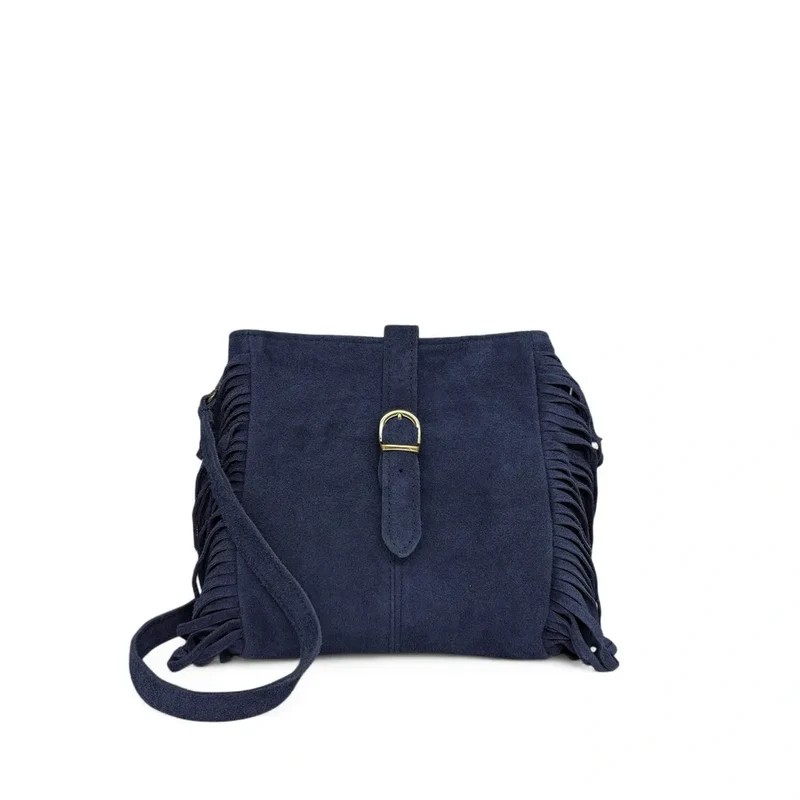 Sac bandoulière en daim CHEYENNE Bleu marine