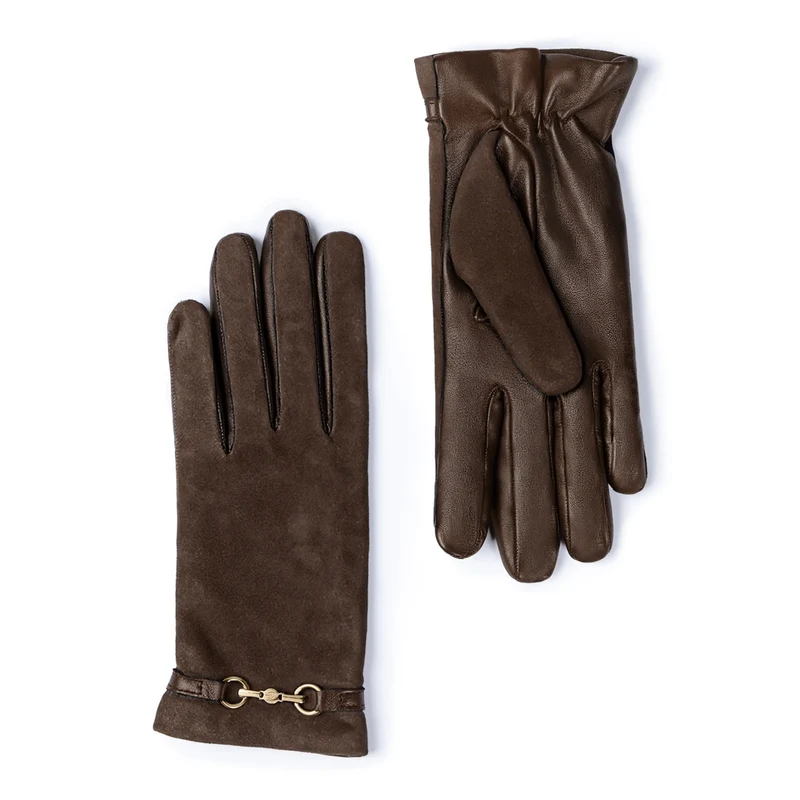 Isabel Bernard Honoré Marcelia gants marron foncé en daim de chèvre IB67001-131-6.5
