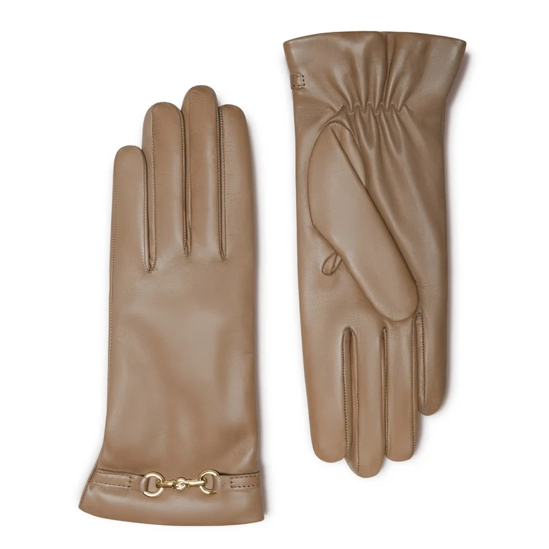 Isabel Bernard Honoré Gants Marcelia en cuir de chèvre taupe IB67001-378-6.5