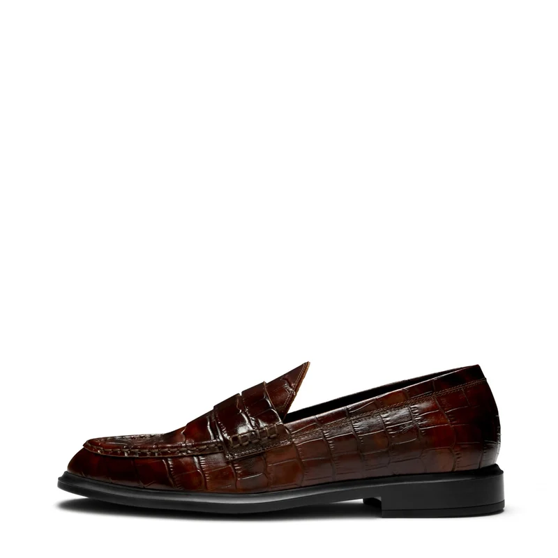 Isabel Bernard Mocassins Vendôme Blandine en cuir de veau marron croco IB51015-230-37
