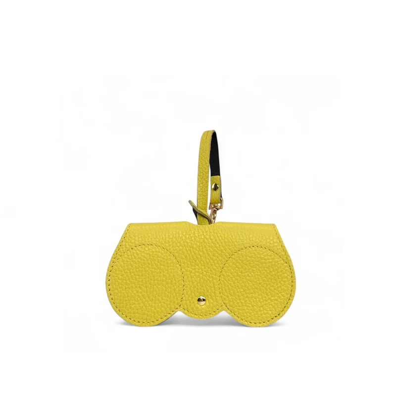 Etui à lunettes en cuir grainé PEANUT Jaune citron