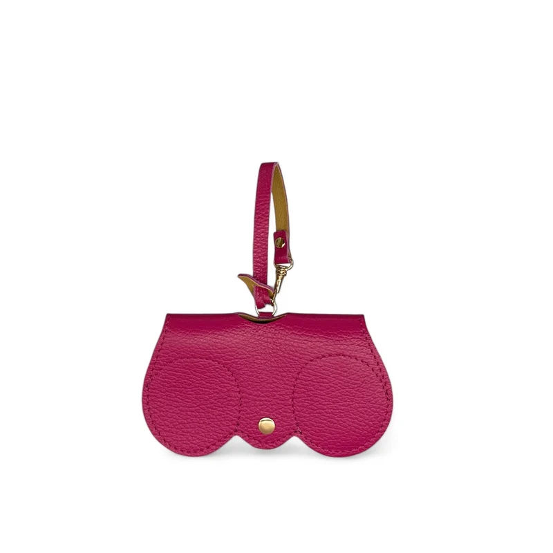 Etui à lunettes en cuir grainé PEANUT Rose fuchsia