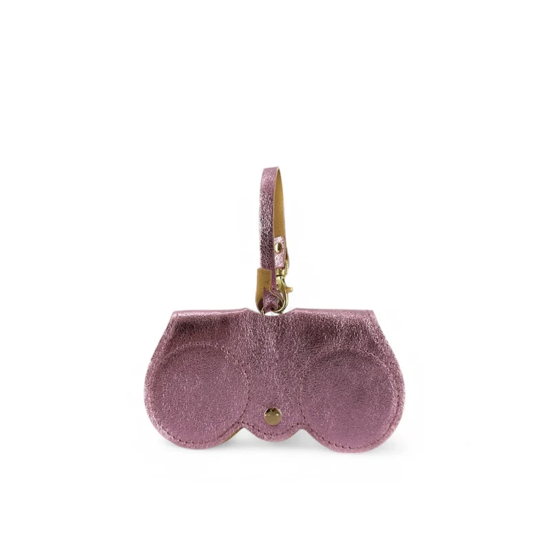 Etui à lunettes en cuir irisé PEANUT GLOW Rose pâle irisé