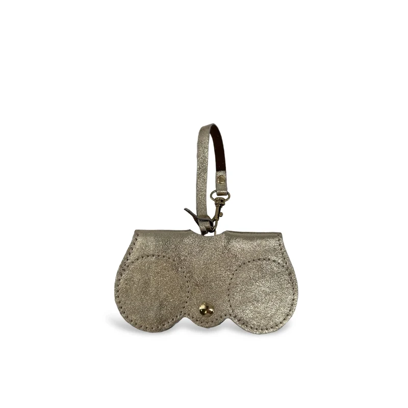 Etui à lunettes en cuir irisé PEANUT GLOW Or pâle