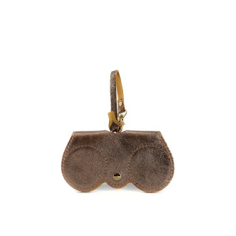 Etui à lunettes en cuir irisé PEANUT GLOW Champagne irisé