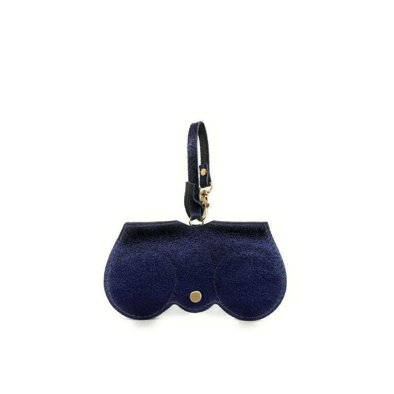 Etui à lunettes en cuir irisé PEANUT GLOW Bleu nuit étoilée