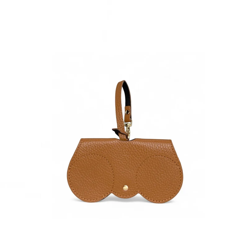 Etui à lunettes en cuir grainé PEANUT Marron camel