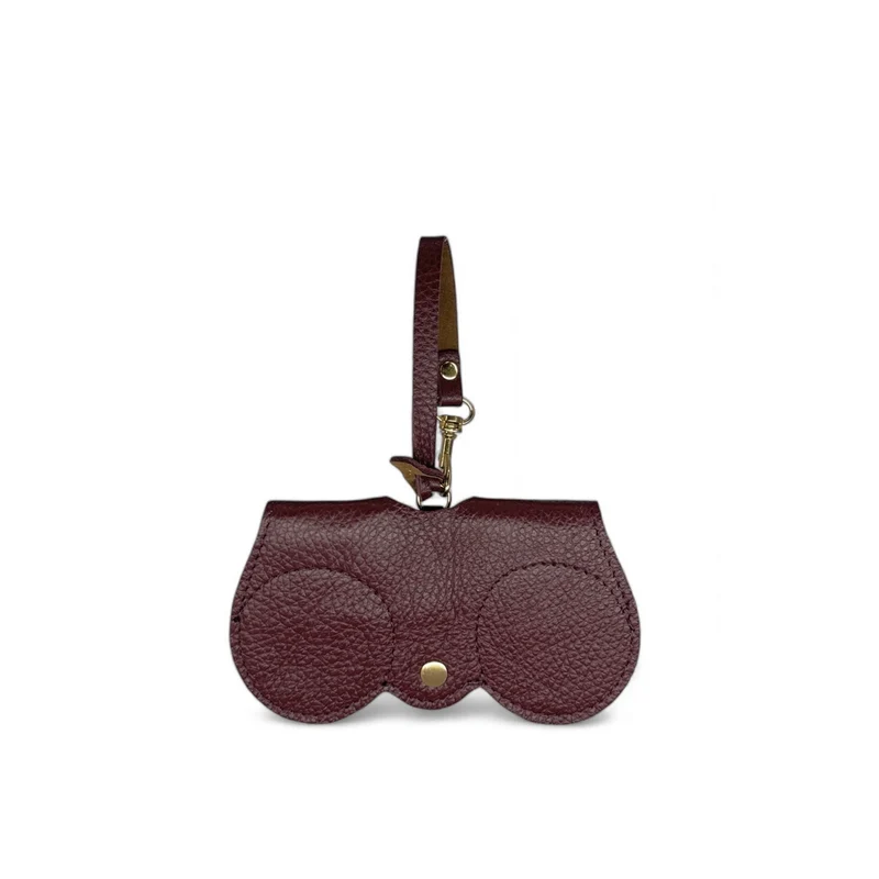 Etui à lunettes en cuir grainé PEANUT Bordeaux