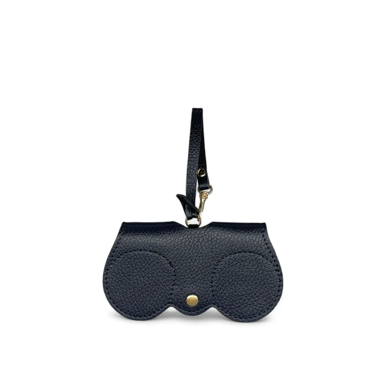 Etui à lunettes en cuir grainé PEANUT Bleu marine