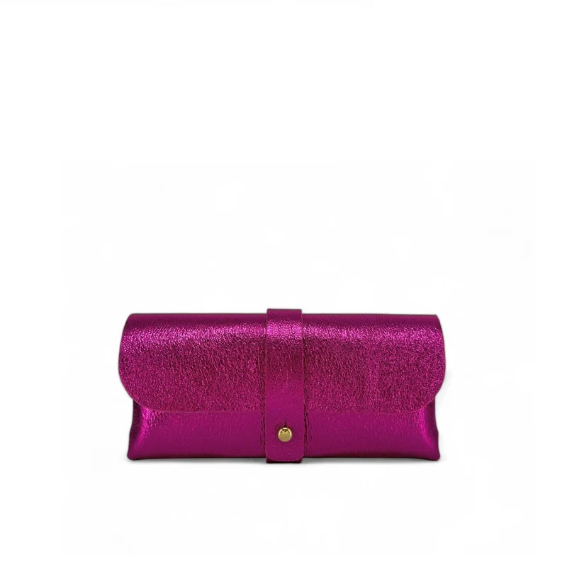 Étui à lunettes en cuir irisé LUMOS Fuchsia irisé