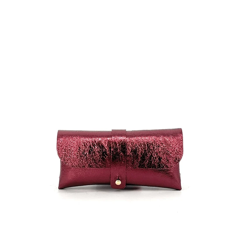 Étui à lunettes en cuir irisé LUMOS Framboise irisé