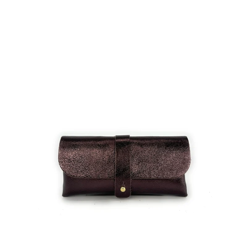Étui à lunettes en cuir irisé LUMOS Chocolat irisé