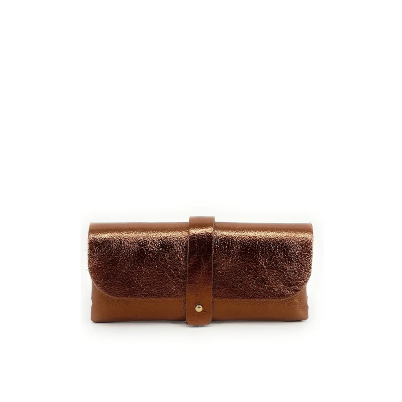 Étui à lunettes en cuir irisé LUMOS Bronze