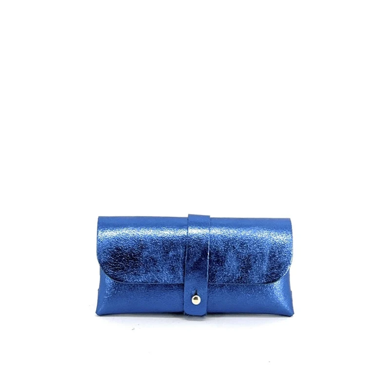 Étui à lunettes en cuir irisé LUMOS Bleu roi irisé
