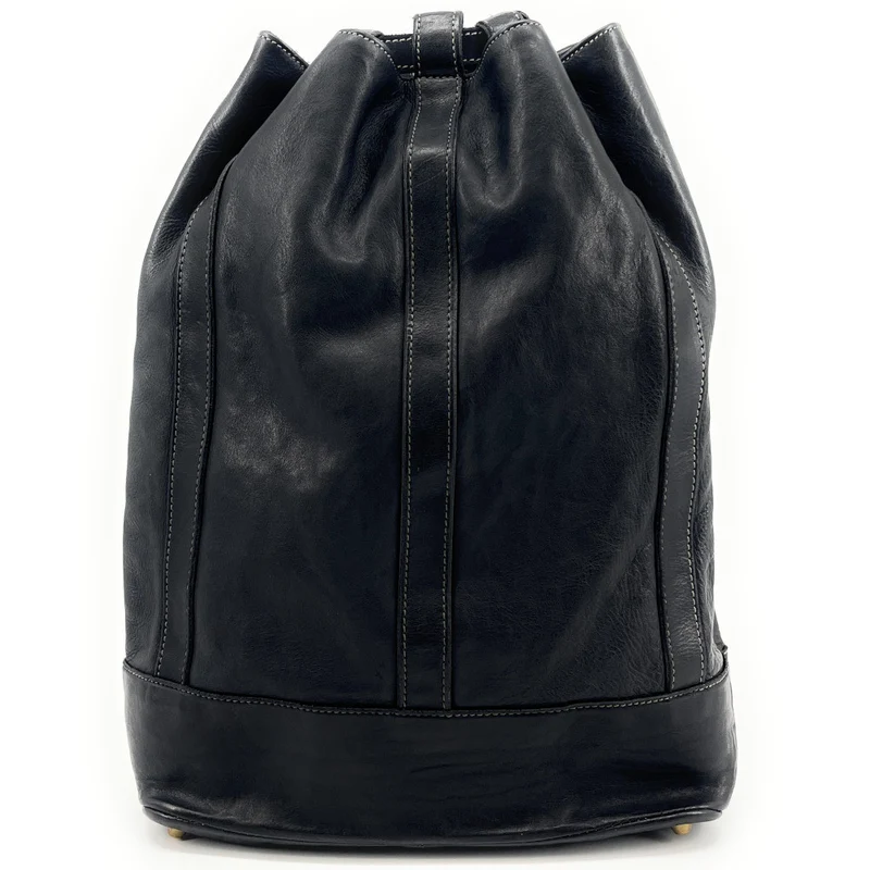 Sac à dos en cuir souple vintage tannage végétal HYPERION Noir