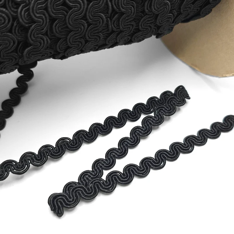 Galon tressé texturé à motif ondulé – 9 mm | Finition décorative style ameublement