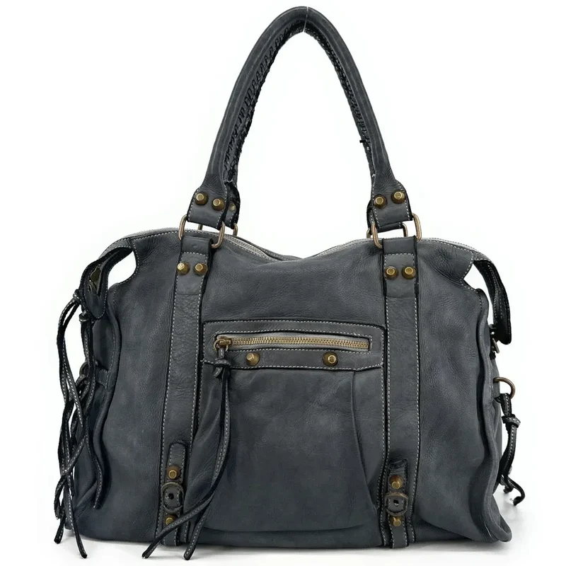 Sac à main porté épaule en cuir vintage STORM ROCK Iron