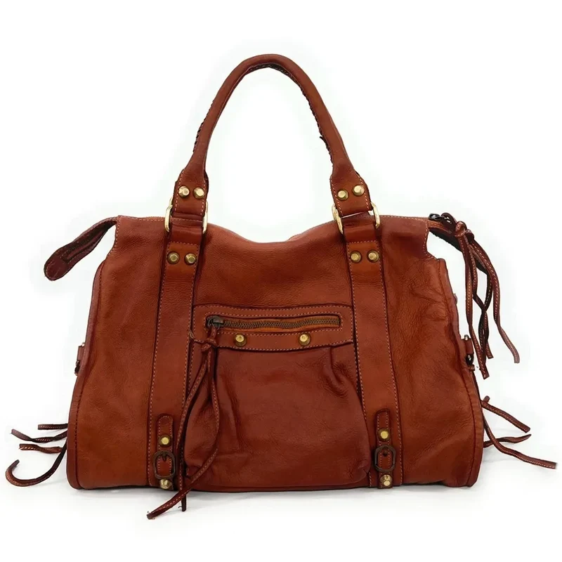 Sac à main porté épaule en cuir vintage STORM ROCK Bourbon