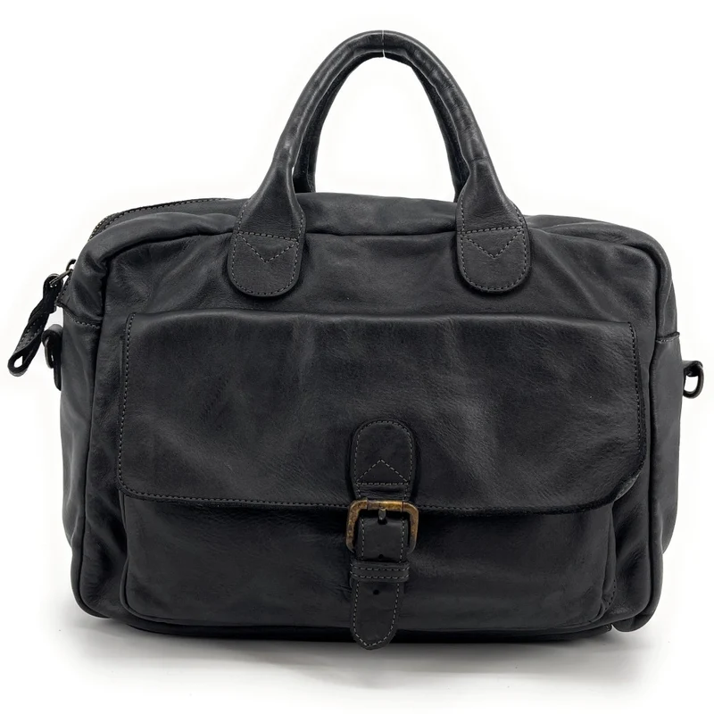 Sac à main en cuir vintage COLUMBIA Noir