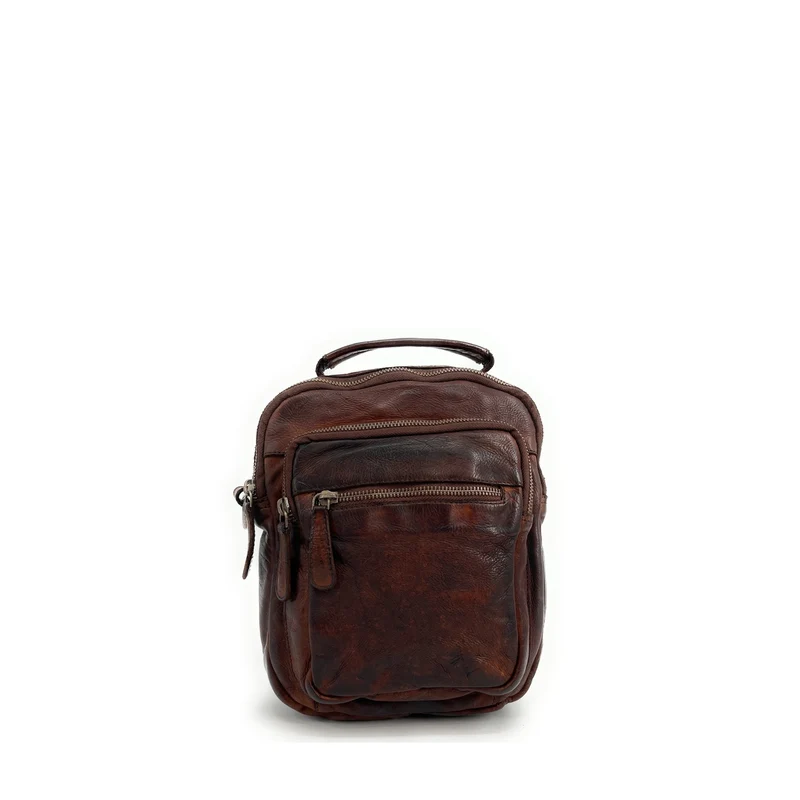 Sacoche en cuir vintage MISTER FRED Châtaigne