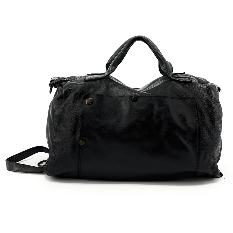 Sac bowling convertible en cuir vintage JACK ET ROSE Noir