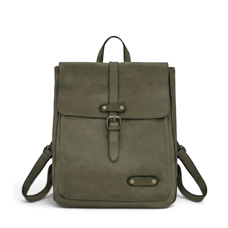 Grand sac à dos en cuir vintage SMITH (mr. & mrs.) Kaki