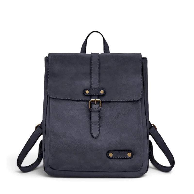 Grand sac à dos en cuir vintage SMITH (mr. & mrs.) Bleu marine