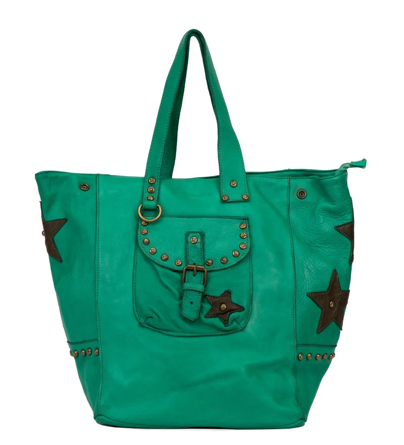 Sac cabas en cuir vintage MISS HOLLY Vert intense