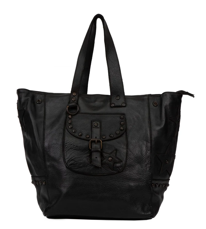 Sac cabas en cuir vintage MISS HOLLY Noir