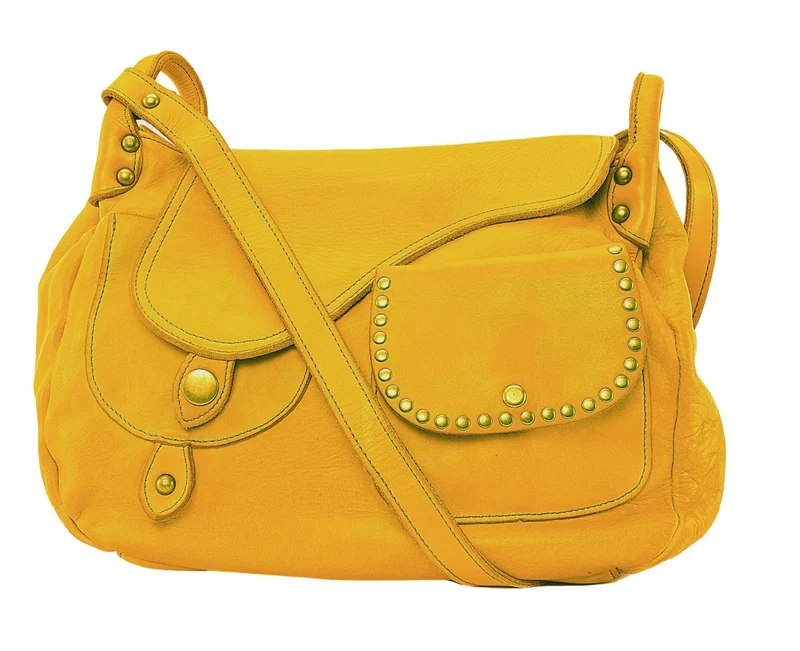 Sac besace à bandoulière en cuir vintage MISS CLYDE Safran