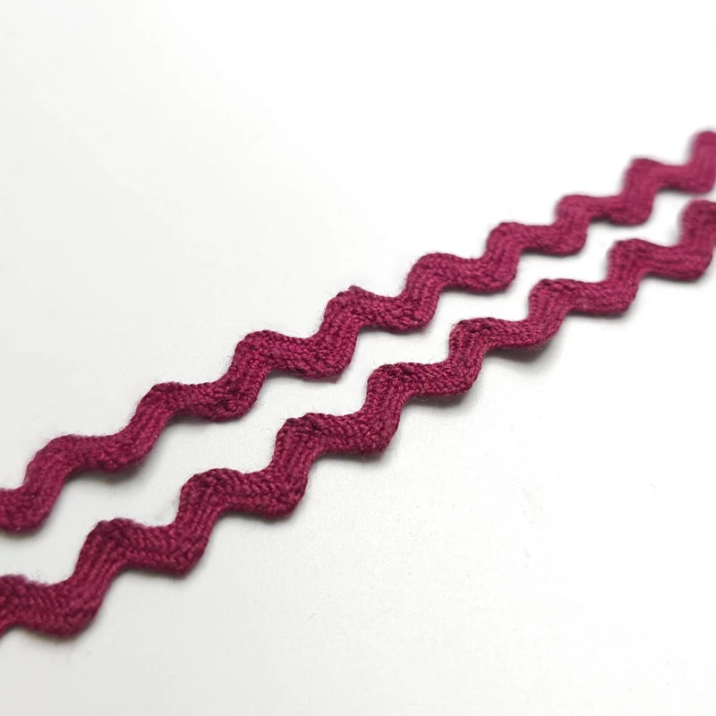 Galon croquet (rick rack) en coton – 7 mm | Galon décoratif zigzag | Bourgogne (vin)