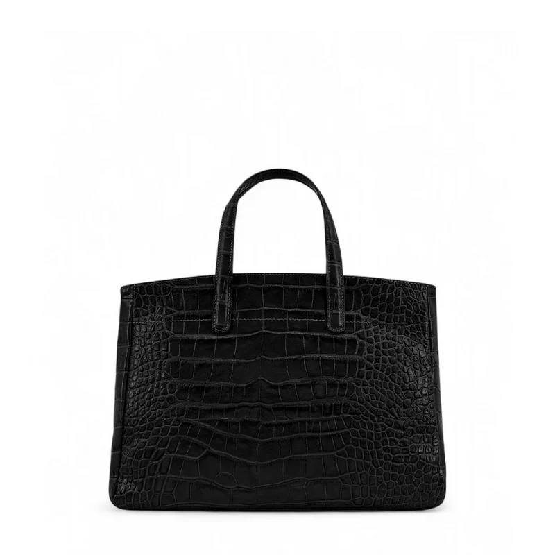 Sac cabas en cuir verni façon croco BE LADY Noir