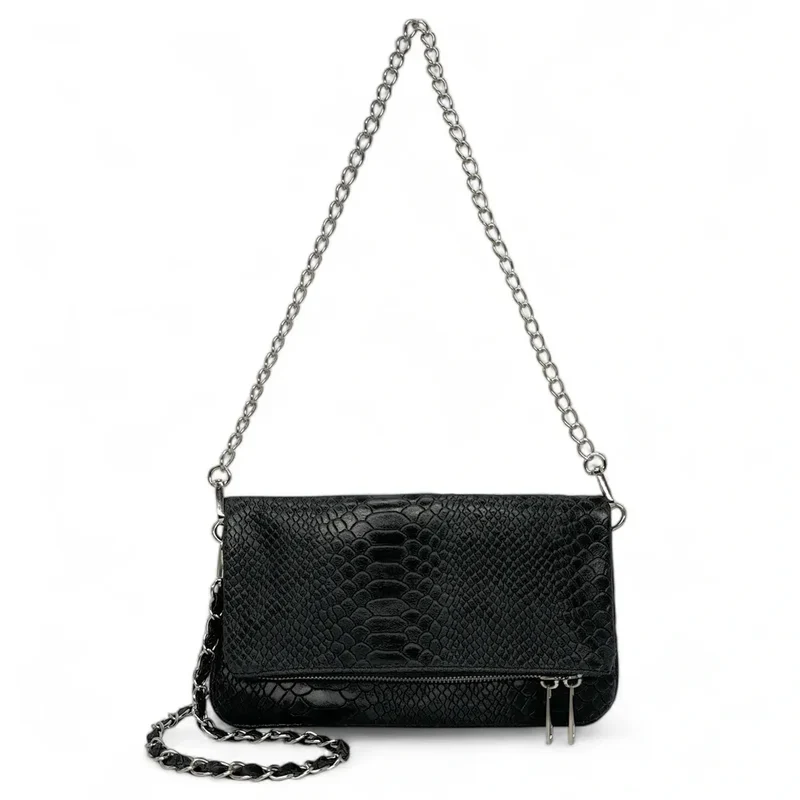 Sac pochette en cuir embossé ROXANE PYTHON Noir