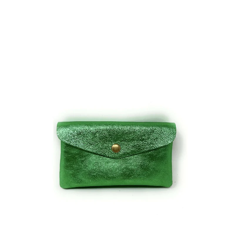 Pochette porte-monnaie en cuir irisé COMPO Vert anglais