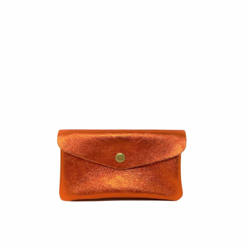 Pochette porte-monnaie en cuir irisé COMPO Orange irisé