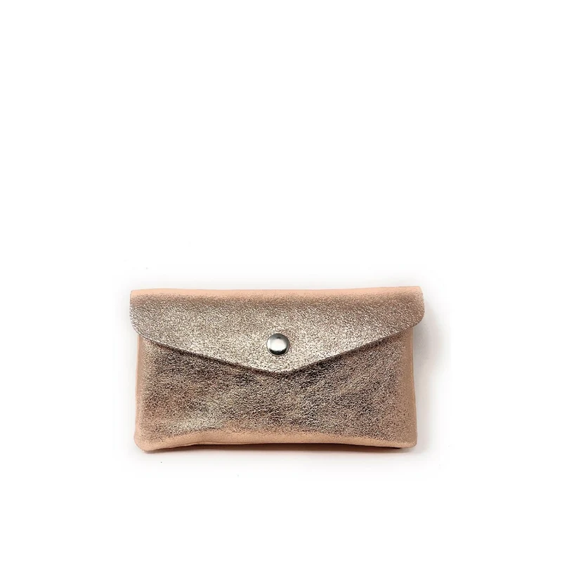 Pochette porte-monnaie en cuir irisé COMPO Rose gold