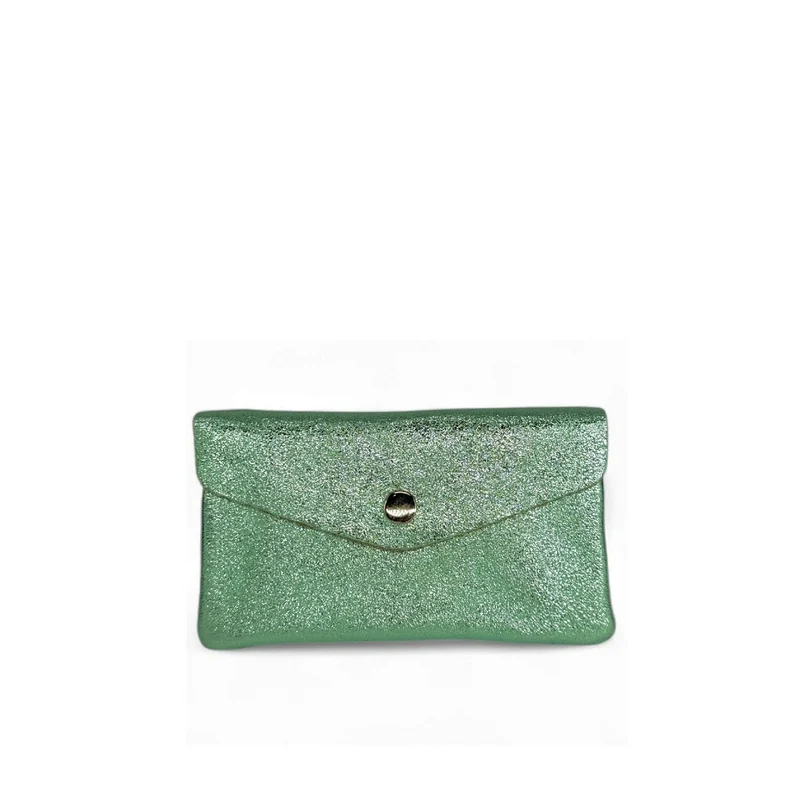 Pochette porte-monnaie en cuir irisé COMPO Menthe givrée