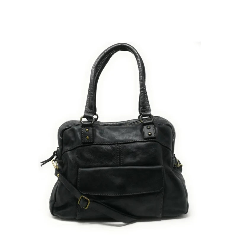 Sac bowling en cuir vintage MISS ERICA Noir