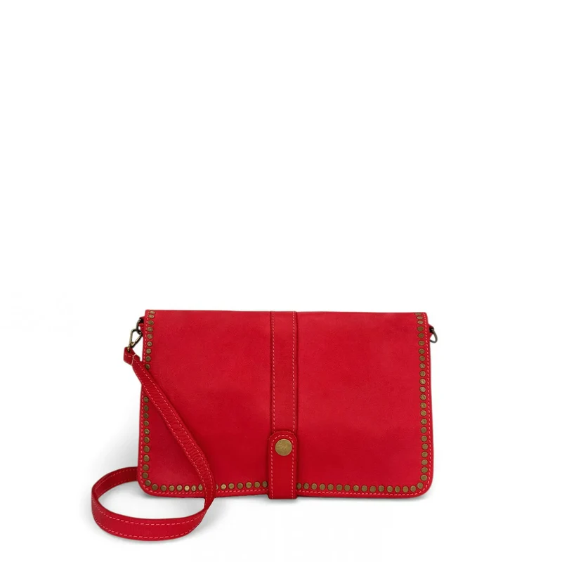 Sac besace à bandoulière en cuir vintage MISS K Rouge garance