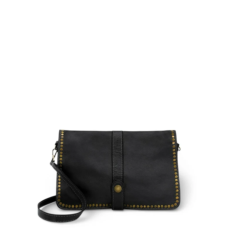 Sac besace à bandoulière en cuir vintage MISS K Noir