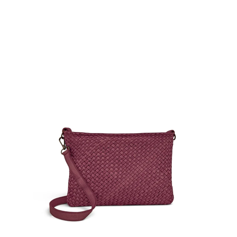 Sac pochette à bandoulière en cuir tressé MISS JOE Prune