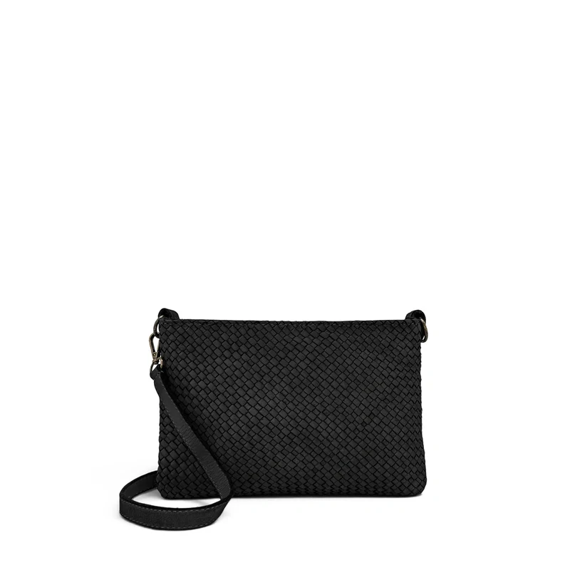 Sac pochette à bandoulière en cuir tressé MISS JOE Noir