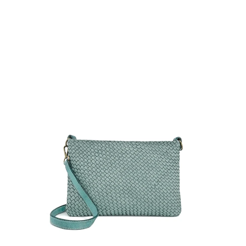 Sac pochette à bandoulière en cuir tressé MISS JOE Bleu pastel