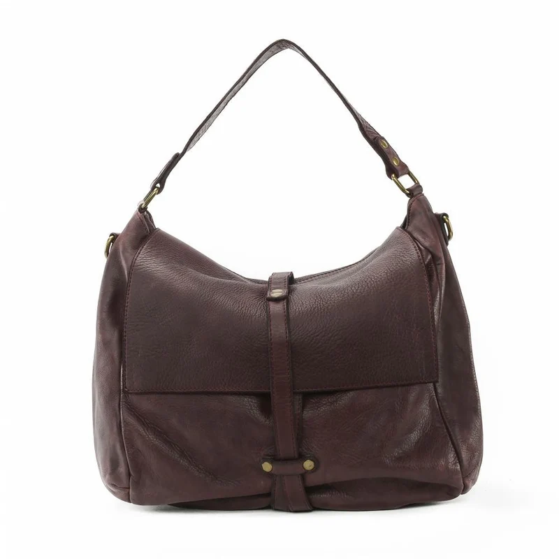 Sac messager en cuir vintage MISS CODY Prune
