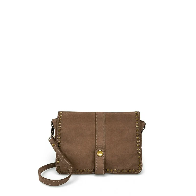 Sac besace à bandoulière en cuir vintage MISS SHAN Taupe foncé